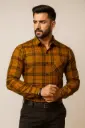 Premium Men's Mustard Checkered Shirt – Stylish, Comfortable & Perfect for Every Occasion