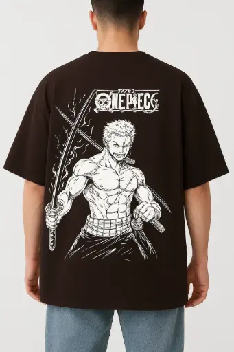 One Piece Zoro Oversized Anime T-Shirt – Three Sword Style Samurai Graphic Tee